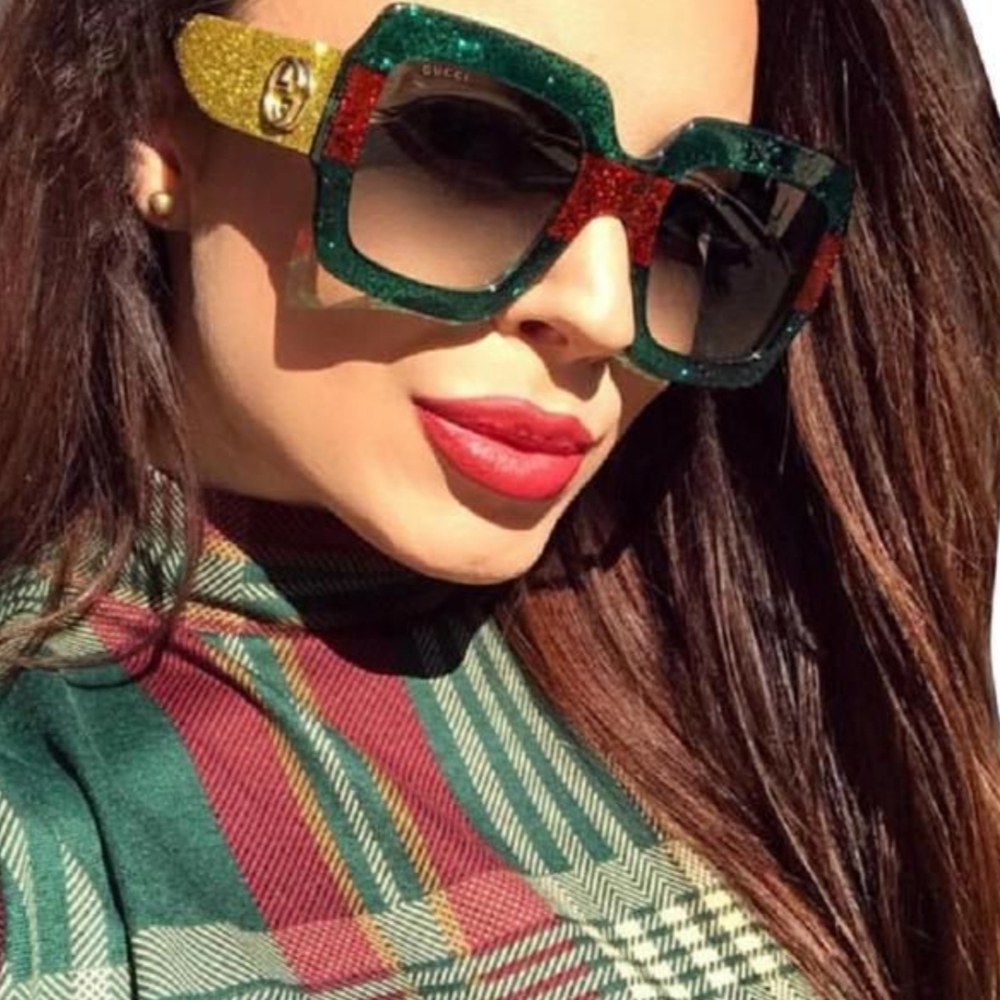 Gucci Green and Red Sunglasses Classic Oversized Design